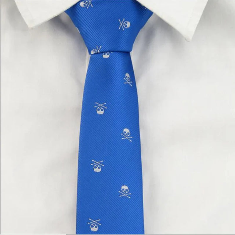 Men'S Ties Black with Silver Skull Pattern Fashion Necktie