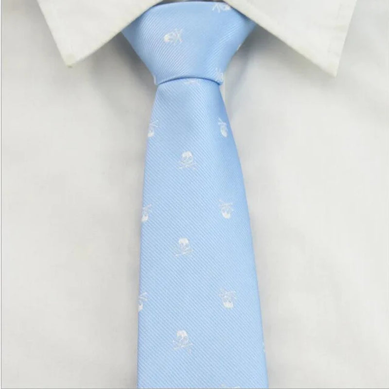 Men'S Ties Black with Silver Skull Pattern Fashion Necktie