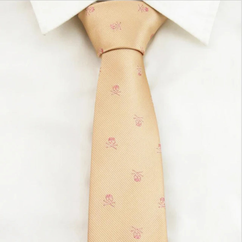 Men'S Ties Black with Silver Skull Pattern Fashion Necktie