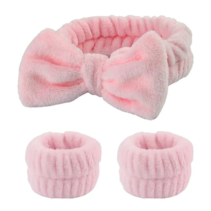 Wash Face Headbands for Women Coral Fleece Hair Bands Cuff Waterproof Bands Absorbent Wristbands Head Band Hair Accessories Set