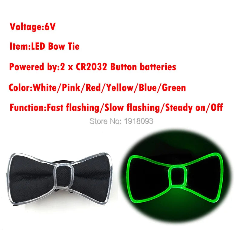 New Style 6 Lighting Colors Available Light up LED Bow Tie Glowing Men Bow Tie for Glow Party Costume Props Nightclub Supplies