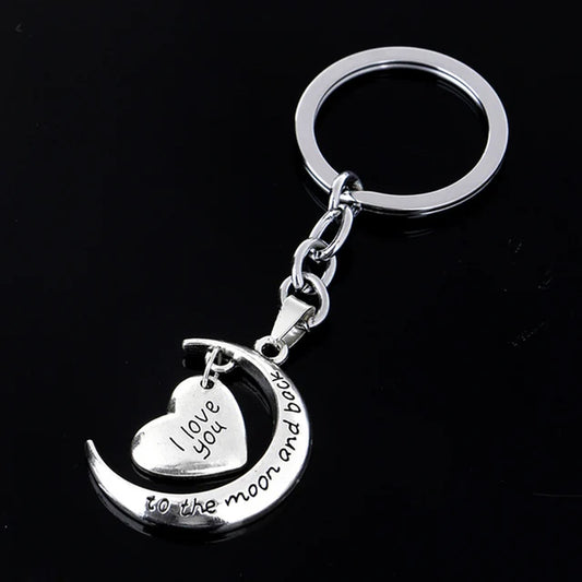 1Pc I Love You to the Moon and Back Keychain Key Ring Jewelry Moon and Heart Key Chains Gifts for Women